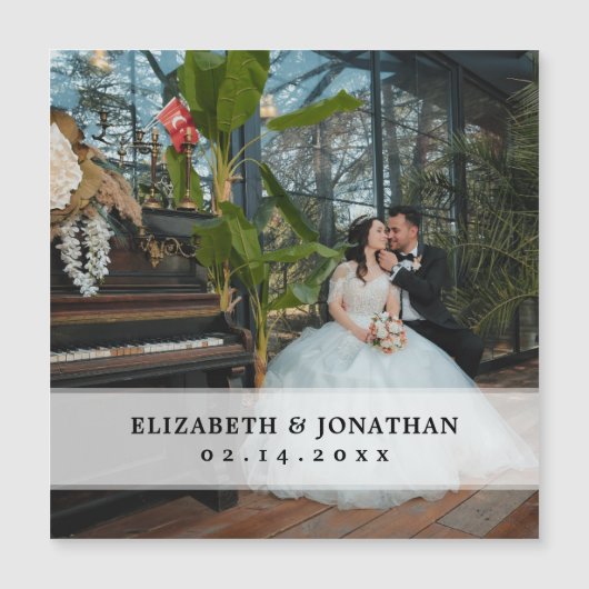 シックモダンミニマリストカップル写真結婚式の引き出物 (正面)