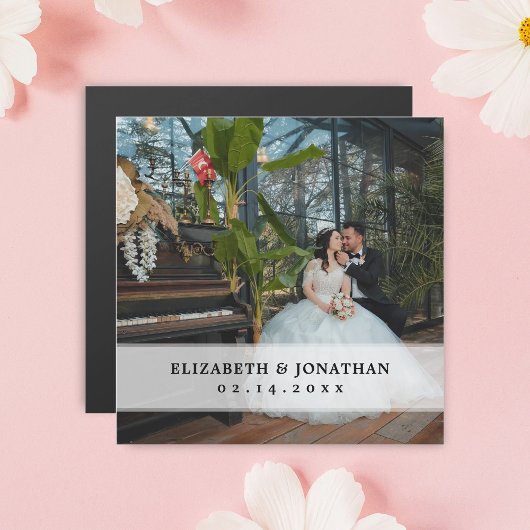 シックモダンミニマリストカップル写真結婚式の引き出物