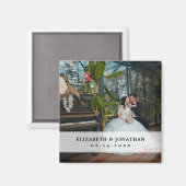 シックモダンミニマリストカップル写真結婚式の引き出物 マグネット (正面/裏面)