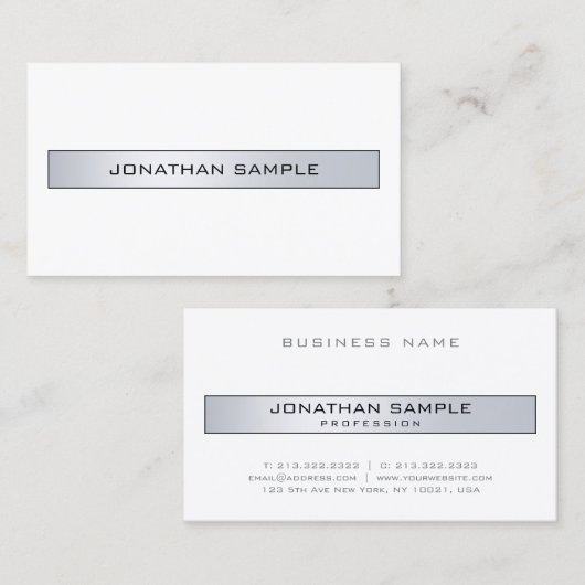 シックモダンミニマリストシルバールックプロフェッショナル 名刺 (正面/裏面)