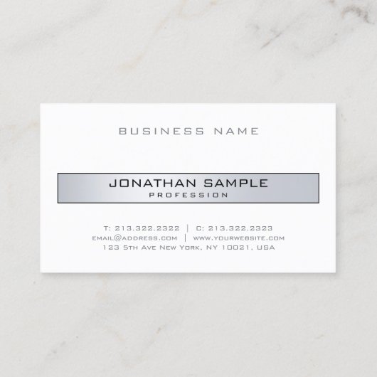 シックモダンミニマリストシルバールックプロフェッショナル 名刺 (裏面)