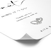 シックモダンミニマリストデュオ結婚ンバーのケーキサイン ポスター (角)