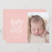 シックモダンミニマルなクリスマス誕生発表 セーブザデート (正面/裏面)