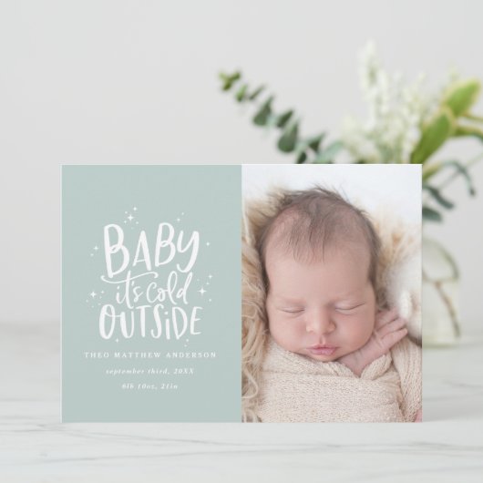 シックモダンミニマルなクリスマス誕生発表 セーブザデート (スタンド正面)