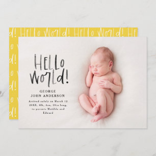 シックモダンミニマルイエロータイポグラフィ写真 案内状