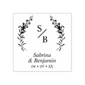 シックモダンミニマルイニシャルの小枝と花 ラバースタンプ (インプリント)