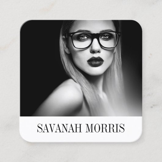 シックモダンミニマルシンプルプロフェッショナル写真 スクエア名刺 (正面)