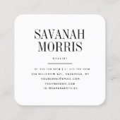 シックモダンミニマルシンプルプロフェッショナル写真 スクエア名刺 (裏面)