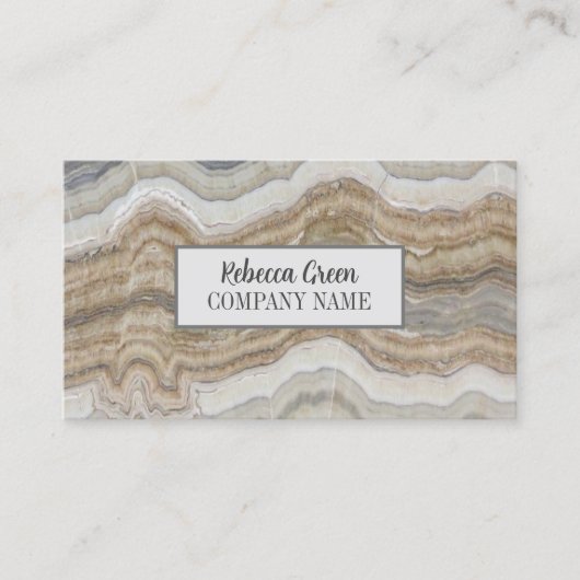 シックモダンミニマルファッションスタイリッシュベージュマーブル 名刺 (正面)