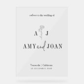 シックモダンミニマルフローラ結婚ズ・ウェルカム アクリルサイン (正面)