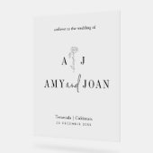 シックモダンミニマルフローラ結婚ズ・ウェルカム アクリルサイン (傾斜)