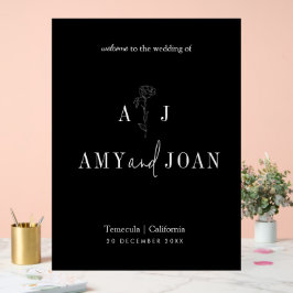 シックモダンミニマルフローラ結婚ズ・ウェルカム アクリルサイン