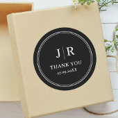 シックモダンミニマルブラックカスタムウェディングサンキュー ラウンドシール