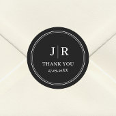 シックモダンミニマルブラックカスタムウェディングサンキュー ラウンドシール