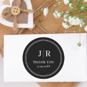 シックモダンミニマルブラックカスタムウェディングサンキュー ラウンドシール