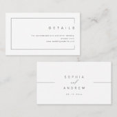 シックモダンミニマル写真の結婚詳細場所 プレイスカード (正面/裏面)