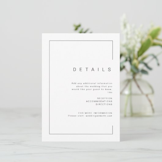 シックモダンミニマル写真の結婚詳細 エンクロージャーカード (スタンド正面)