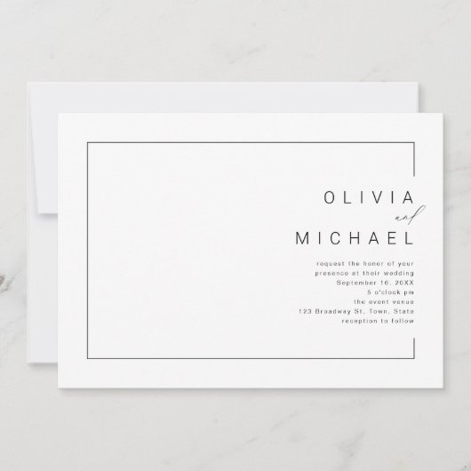 シックモダンミニマル写真結婚式招待状 招待状 (正面)