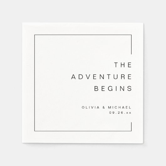 シックモダンミニマル結婚リスト スタンダードカクテルナプキン (正面)