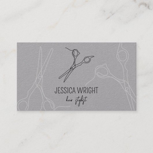 シックモダンミニマル美容師はさみ線 名刺 (正面)