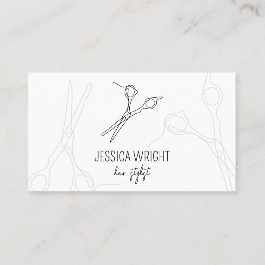 シックモダンミニマル美容師はさみ線 名刺 (正面)