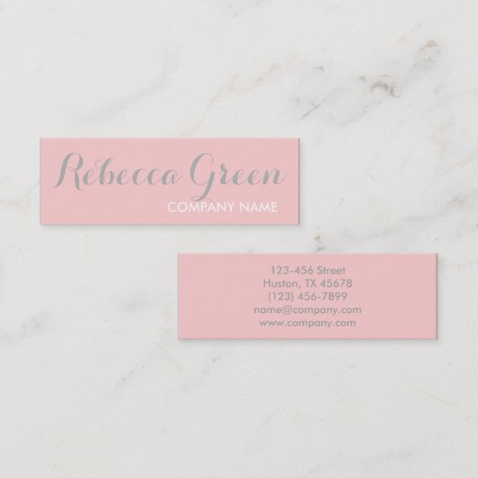 シックモダンミニマル美容師赤面ピンク スキニー名刺 (正面/裏面)