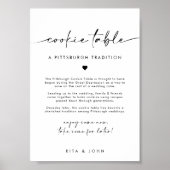 シックモダンミニマルCookieテー結婚ブルのサイン ポスター (正面)