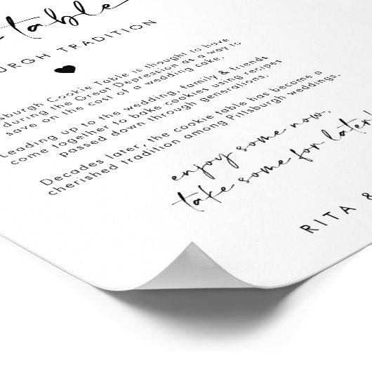 シックモダンミニマルCookieテー結婚ブルのサイン ポスター (角)