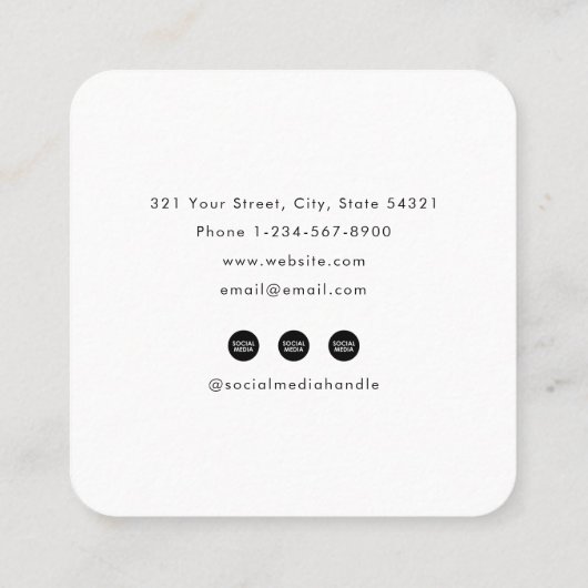 シックモダンミニマルQRコードプロフェッショナル写真 スクエア名刺 (裏面)