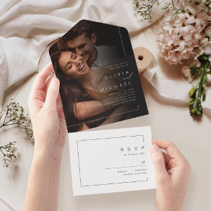 シックモダンミニマ結婚リストの写真は オールインワン招待状