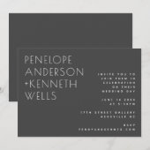 シックモダンミニマ結婚リストの黒い水平 招待状 (正面/裏面)