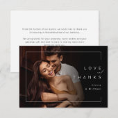 シックモダンミニマ結婚リス感謝していト写真は サンキューカード (正面/裏面)