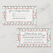 シックモダンミントグリーンバラ金ゴールドグリッター三角形 予約カード (正面/裏面)