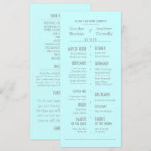 シックモダンミントブルー結婚式 プログラムラックカード プログラム (正面/裏面)