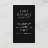 シックモダンメイクアップアーティストブラック 名刺 (裏面)