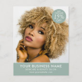 シックモダンメイクアップ美しいサロングリーンビジネス チラシ (正面)