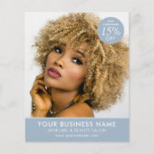 シックモダンメイクアップ美しいサロンブルービジネス チラシ (正面)