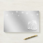 シックモダンメイスンジャースリングライトシルバーフラワー ポストイット (デスク)