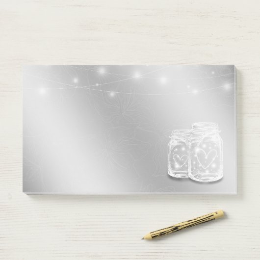 シックモダンメイスンジャースリングライトシルバーフラワー ポストイット (デスク)