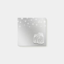 シックモダンメイスンジャースリングライトシルバーフラワー ポストイット