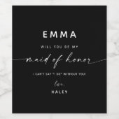 シックモダンメイド・オブ・オーナー(花嫁付き添い人)提案 |黒 ワインラベル (シングルラベル)