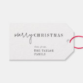 シックモダンメリークリスマスファミリーホリデー ギフトタグ (正面(横))