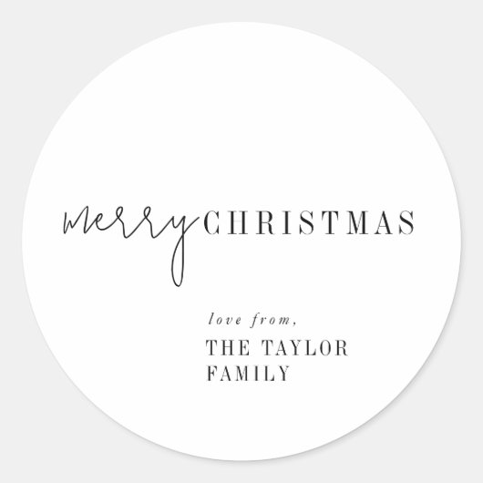 シックモダンメリークリスマスホリデーギフト ラウンドシール (正面)