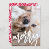 シックモダンメリーレオパード印刷フォトホリデー付き シーズンカード (正面/裏面)