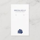 シックモダンモノグラムネイビー&ホワイトQRコードイヤリング 名刺 (正面)