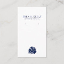 シックモダンモノグラムネイビー&ホワイトQRコードイヤリング