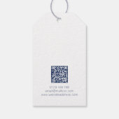 シックモダンモノグラムネイビー&ホワイトQRコード ギフトタグ (裏面)