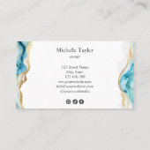 シックモダンモノグラムブルー金ゴールド美しいソーシャルメディア 名刺 (裏面)