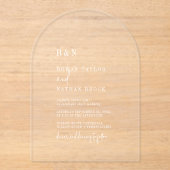 シックモダンモノグラムホワイトアー素朴チ結婚ーズ アクリル招待状 (正面)