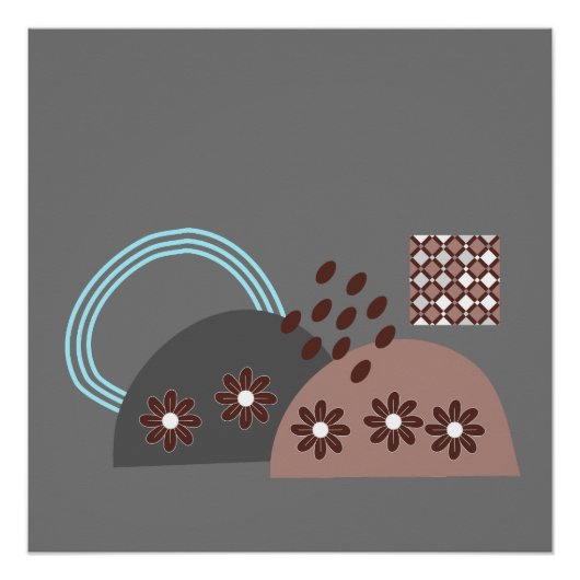 シックモダンモノグラムラウンドブラック ポスター (正面)